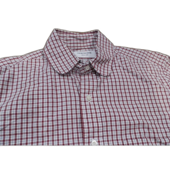 Thom Browne Red White Button Down Long Sleeve Shirt Plaid Men's Size 2 (Medium) - Picture 1 of 3